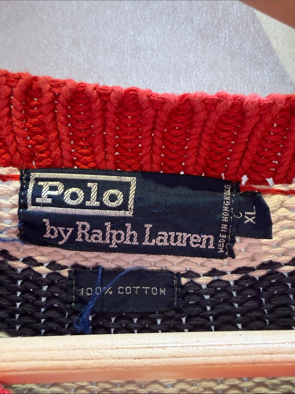 Polo by Ralph Lauren Red, Navy & Cream Striped Crewneck Sweater - Picture 2 of 5
